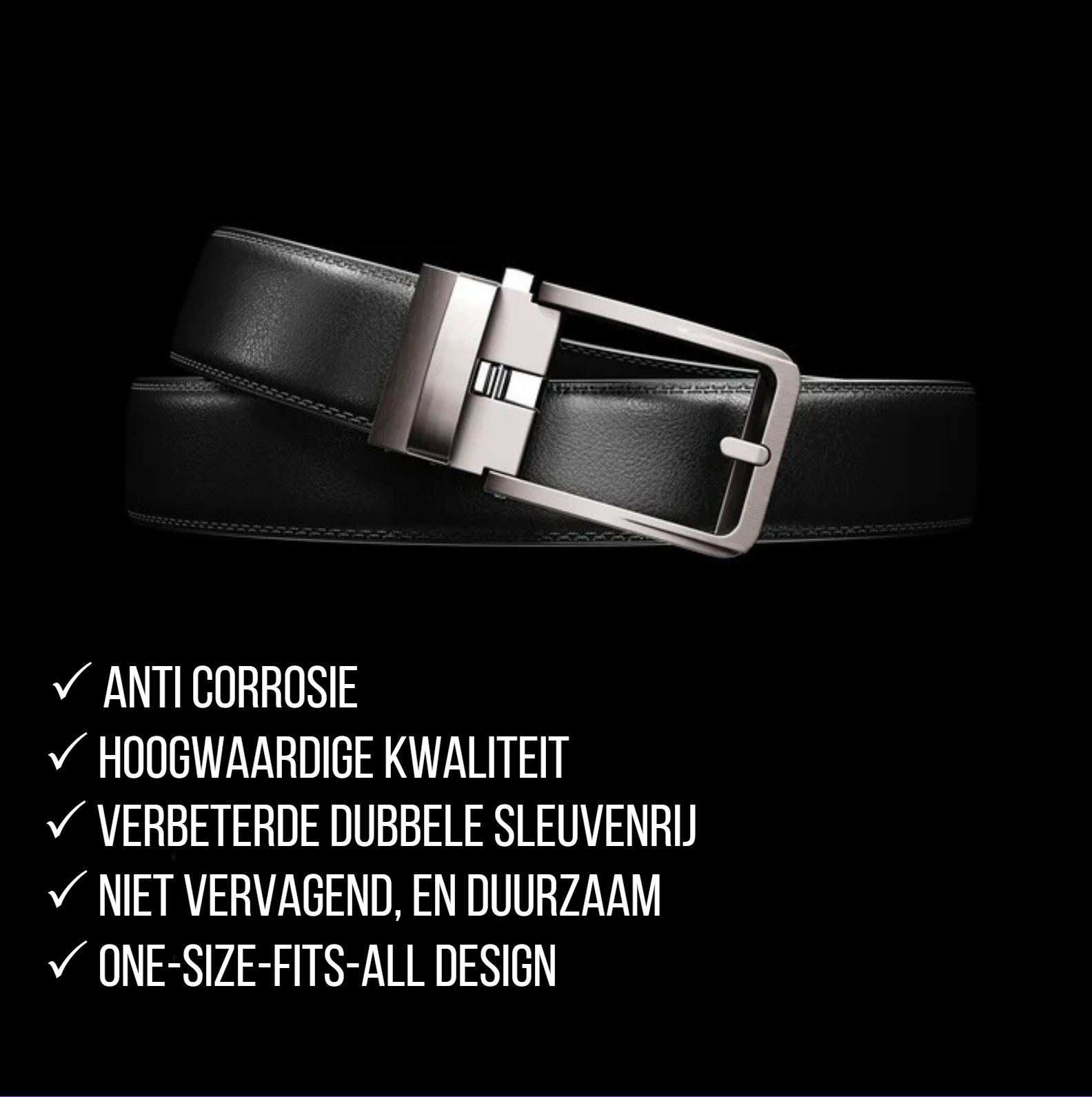 Gat-loze riem™ | Zwart